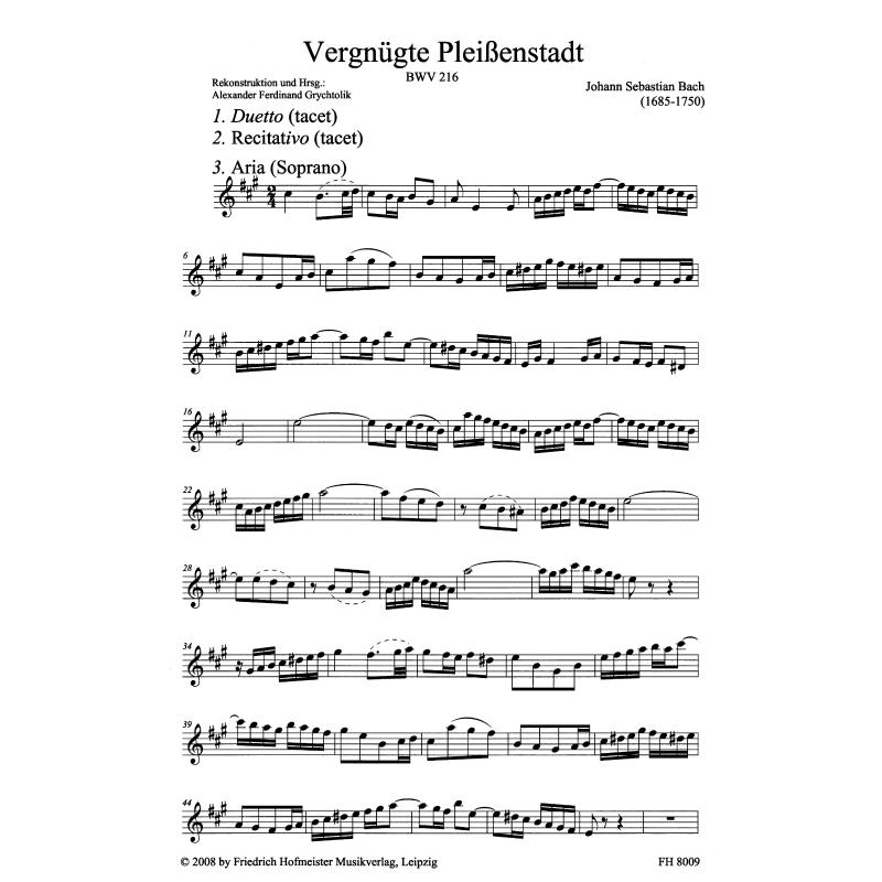 Notenbild für FH 8009 - HOCHZEITSKANTATE BWV 216 VERGNUEGTE PLEISSENSTADT