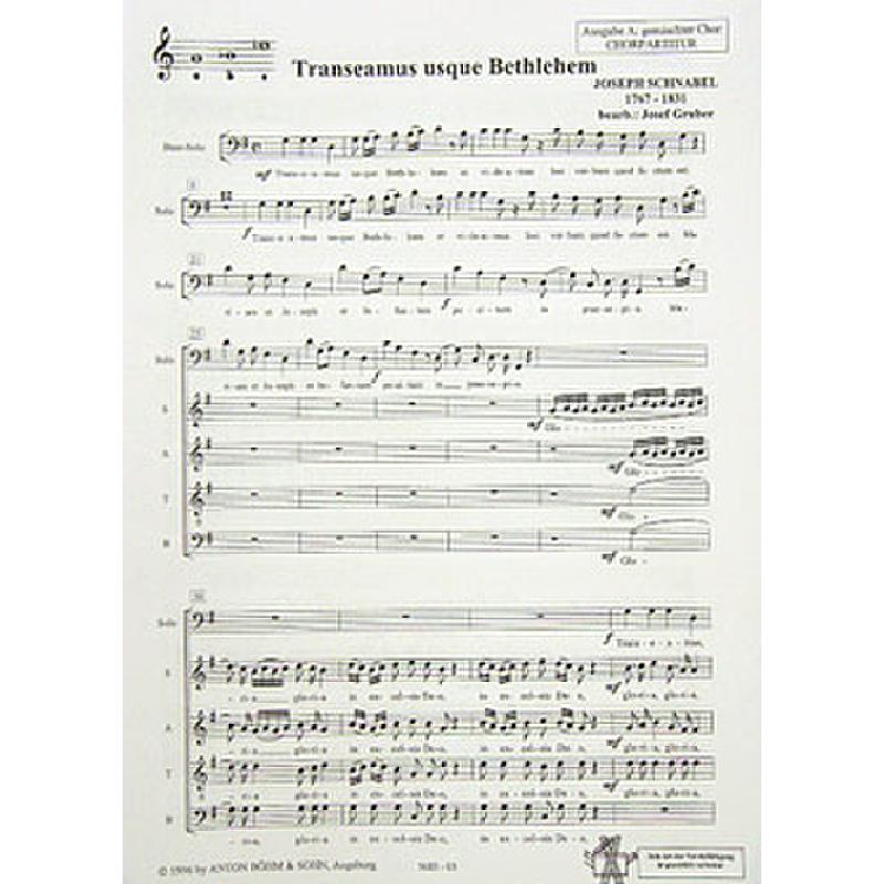 Titelbild für BOEHM 5683-03 - TRANSEAMUS USQUE BETHLEHEM