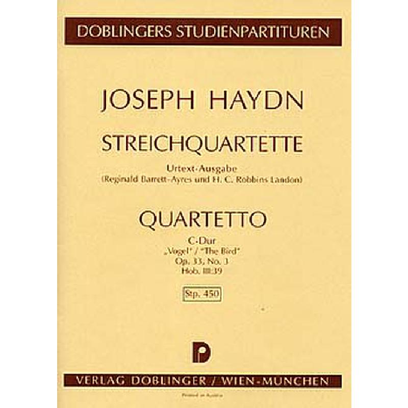 Titelbild für STP 450 - QUARTETT C-DUR OP 33/3 HOB 3/39