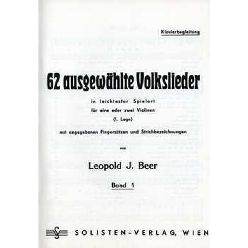 Titelbild für SV 374-KLAV - DER JUNGE GEIGER 1 - 62 AUSGEWAEHLTE VOLKSLIEDER