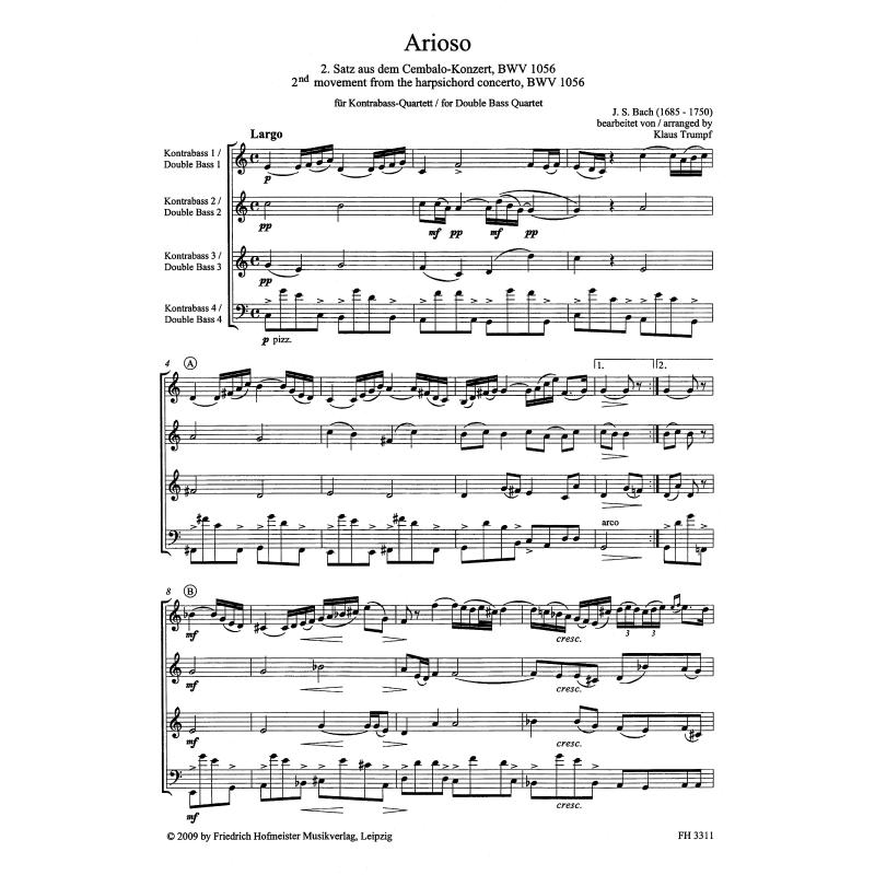 Notenbild für FH 3311 - ARIOSO (KONZERT BWV 1056 SATZ 2)