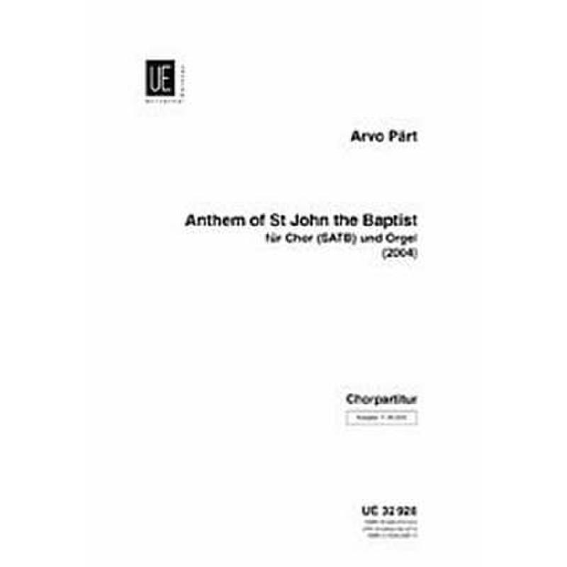 Titelbild für UE 32928 - ANTHEM OF ST JOHN THE BAPTIST