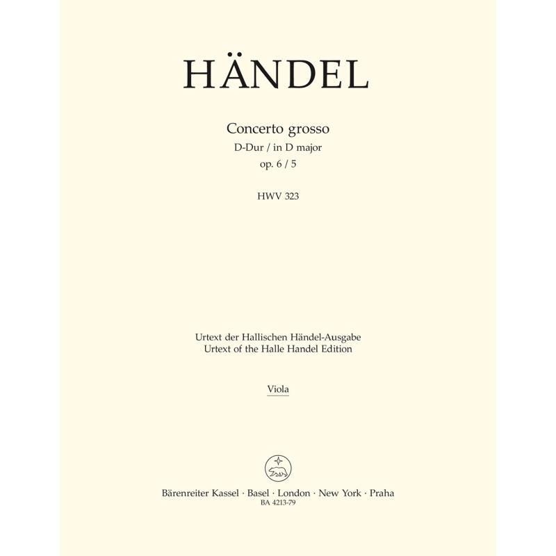 Titelbild für BA 4213-79 - Concerto grosso D-Dur op 6/5 HWV 323