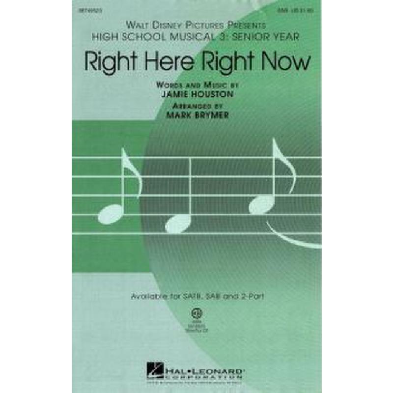 Titelbild für HL 8749523 - RIGHT HERE RIGHT NOW (AUS HIGH SCHOOL MUSICAL 3)