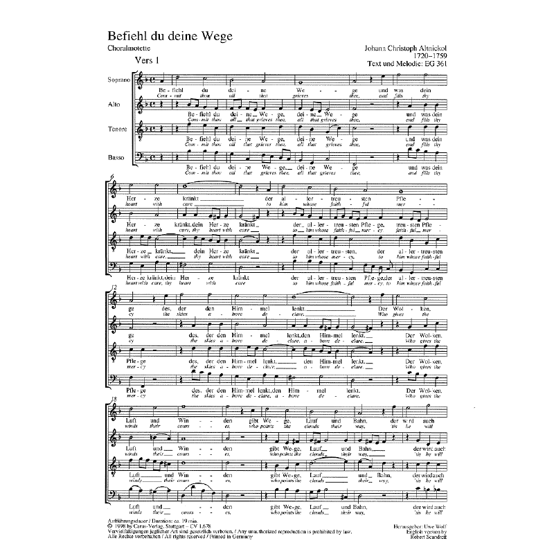 Titelbild für CARUS 1678-00 - BEFIEHL DU DEINE WEGE