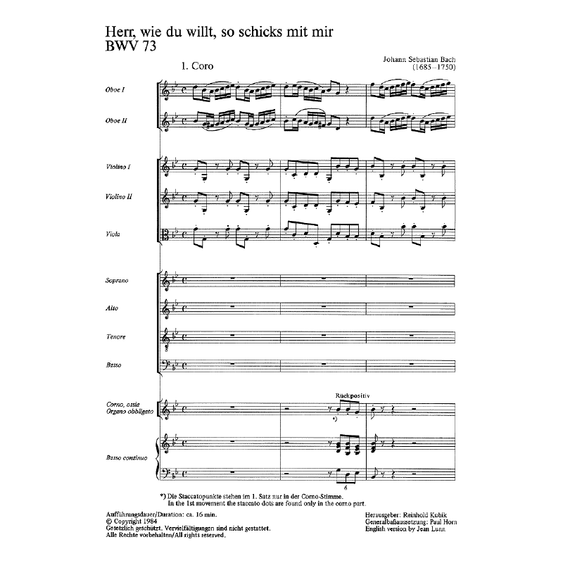 Notenbild für CARUS 31073-00 - KANTATE 73 HERR WIE DU WILLT SO SCHICKS MIT MIR BWV 73