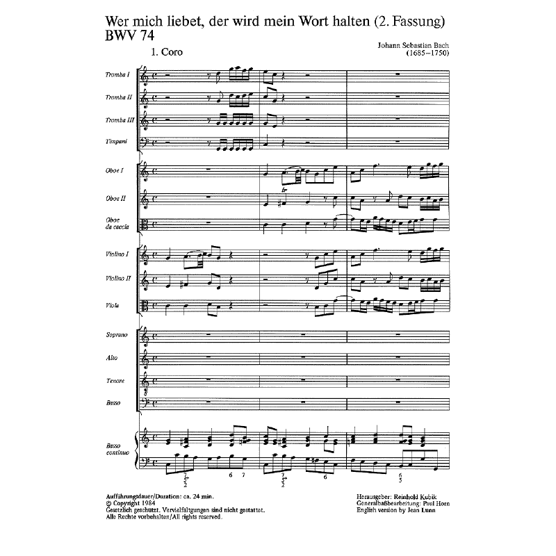 Notenbild für CARUS 31074-00 - KANTATE 74 WER MICH LIEBET DER WIRD MEIN WORT HALTEN BWV 74