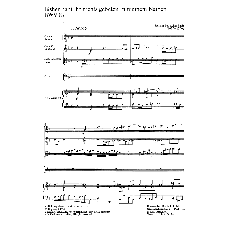 Notenbild für CARUS 31087-00 - KANTATE 87 BISHER HABT IHR NICHTS GEBETEN BWV 87