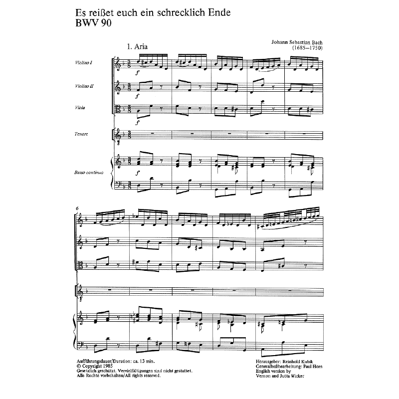 Notenbild für CARUS 31090-00 - KANTATE 90 ES REISSET EUCH EIN SCHRECKLICH ENDE BWV 90