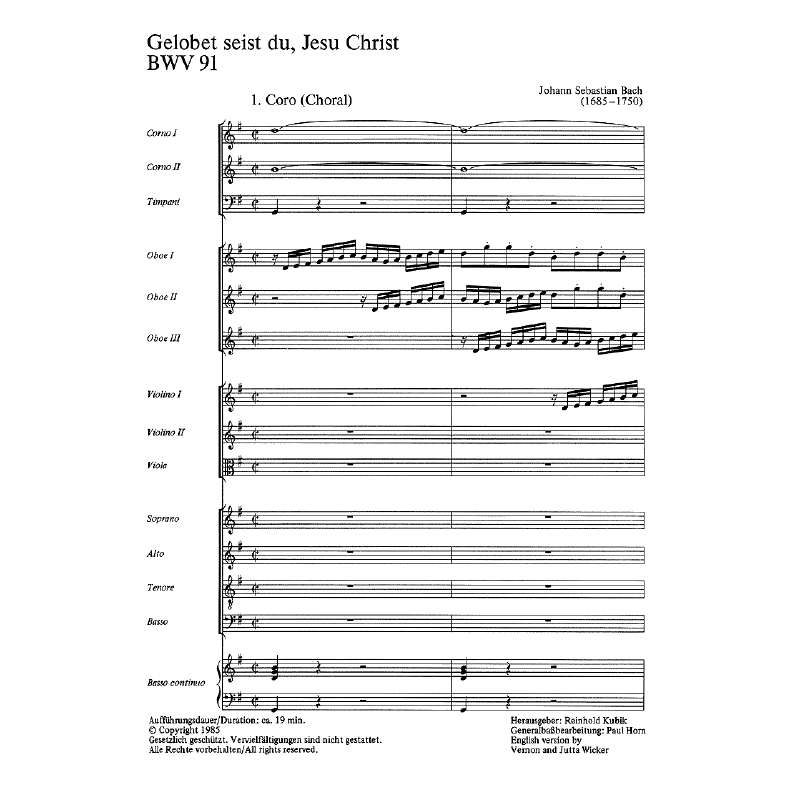 Notenbild für CARUS 31091-00 - KANTATE 91 GELOBET SEIST DU JESU CHRIST BWV 91