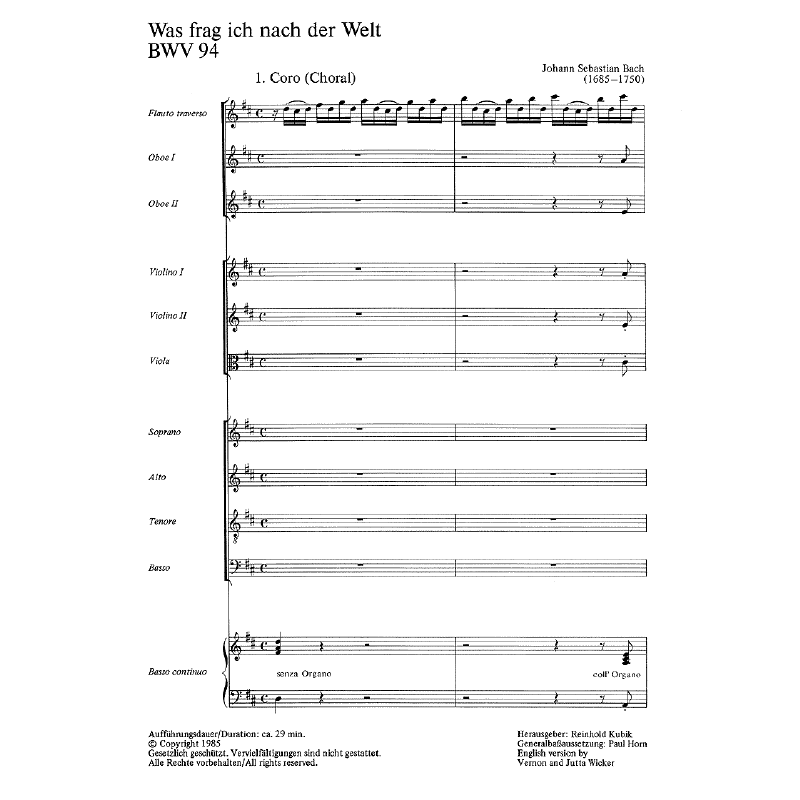 Notenbild für CARUS 31094-00 - KANTATE 94 WAS FRAG ICH NACH DER WELT BWV 94