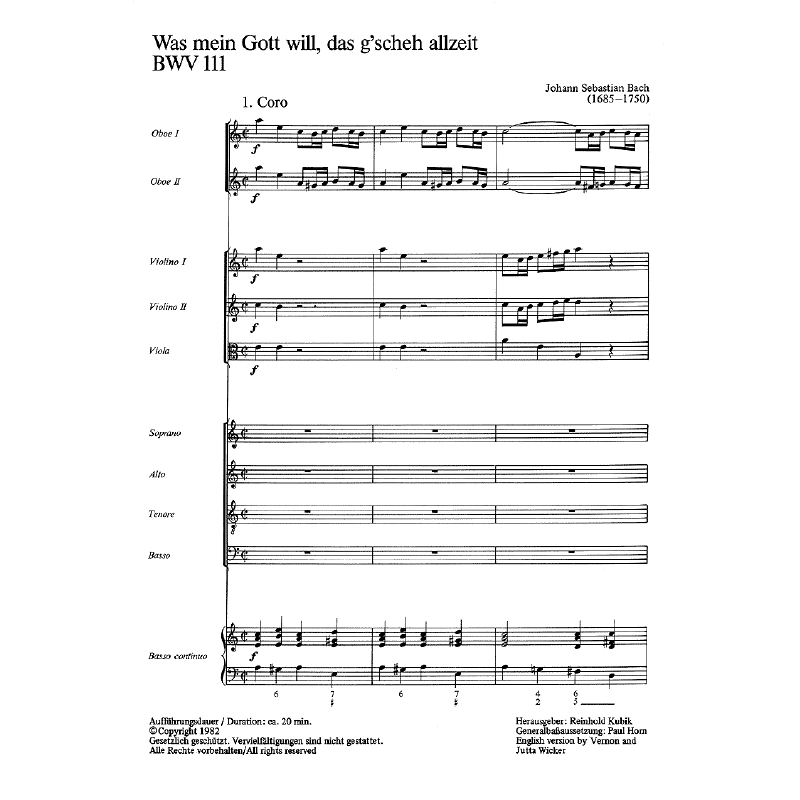 Notenbild für CARUS 31111-00 - KANTATE 111 WAS MEIN GOTT WILL DAS GSCHEH ALLZEIT BWV 111