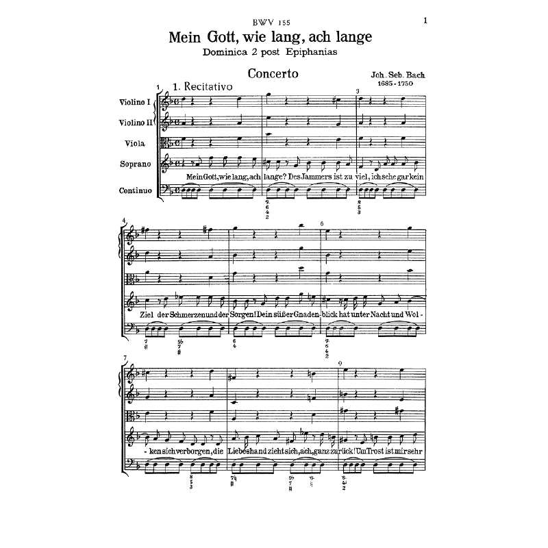 Notenbild für CARUS 31155-00 - KANTATE 155 MEIN GOTT WIE LANG ACH LANGE BWV 155