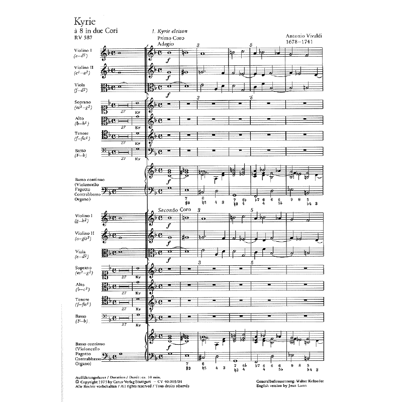 Notenbild für CARUS 40005-00 - KYRIE G-MOLL RV 587