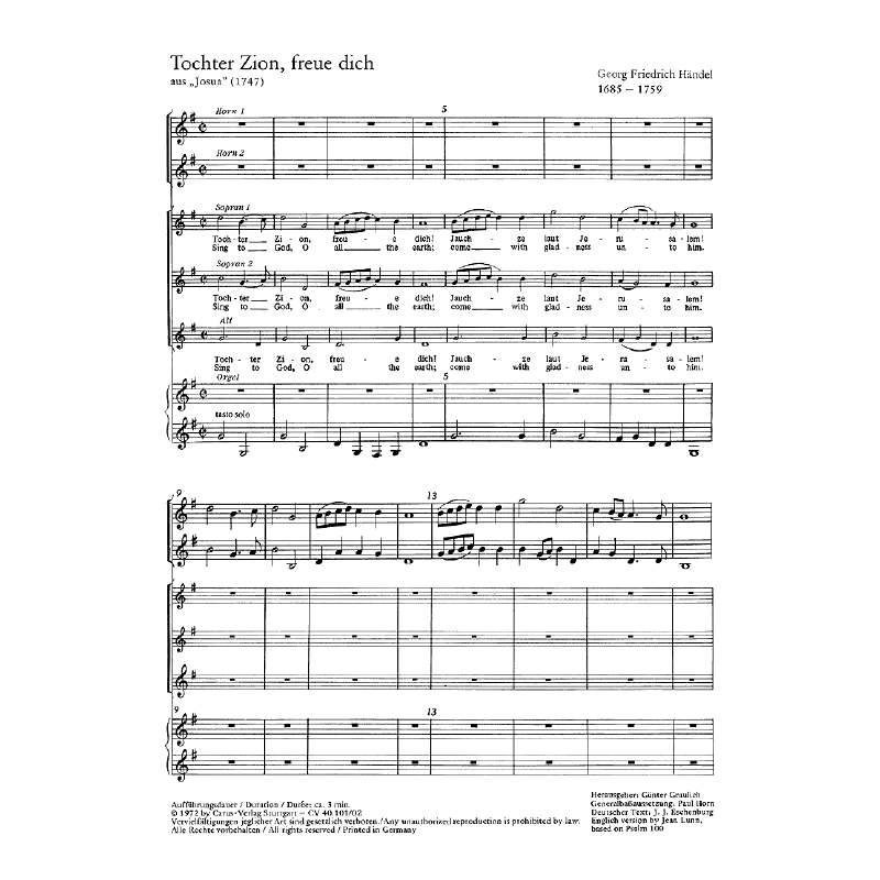 Titelbild für CARUS 40101-00 - TOCHTER ZION