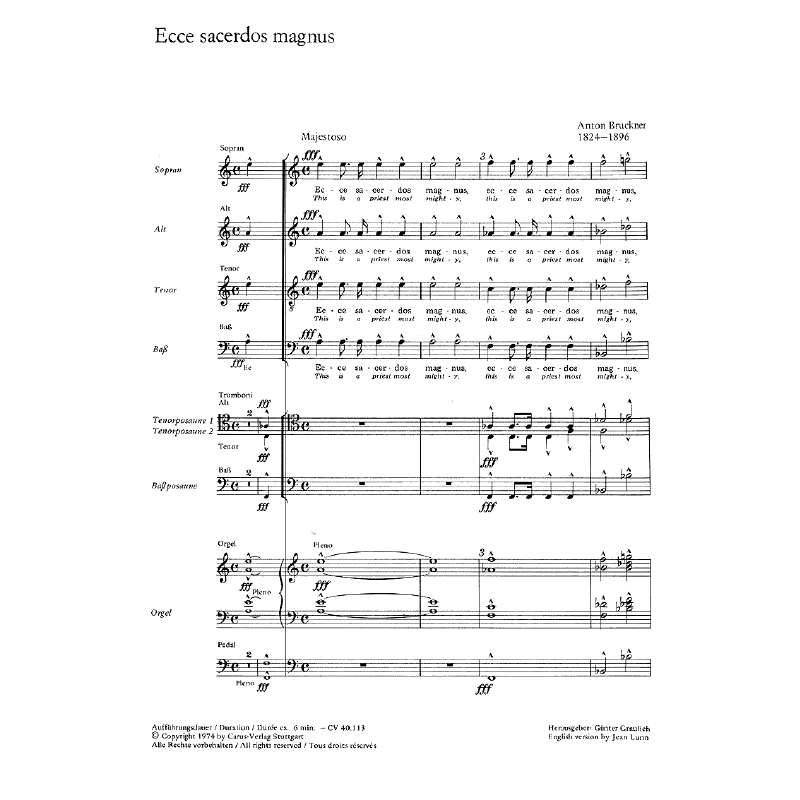 Titelbild für CARUS 40113-00 - ECCE SACERDOS WAB 13