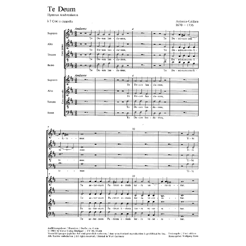 Notenbild für CARUS 40145-00 - TE DEUM A 8 VOCI D-DUR (1711)