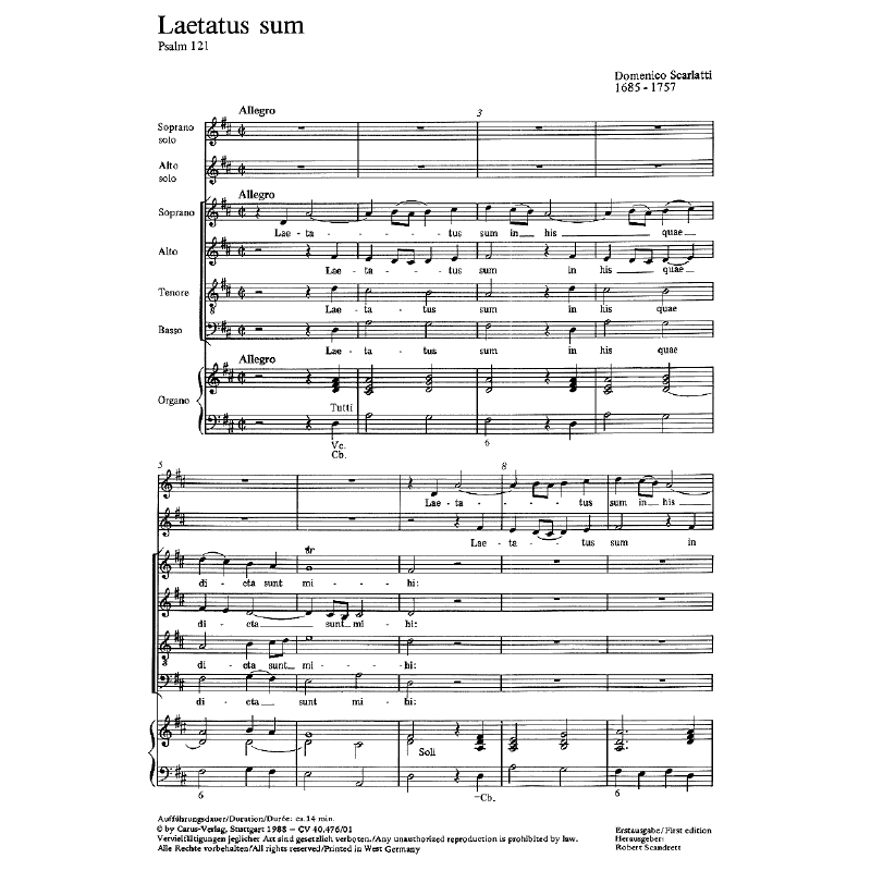 Titelbild für CARUS 40476-00 - PSALM 121 LAETATUS SUM