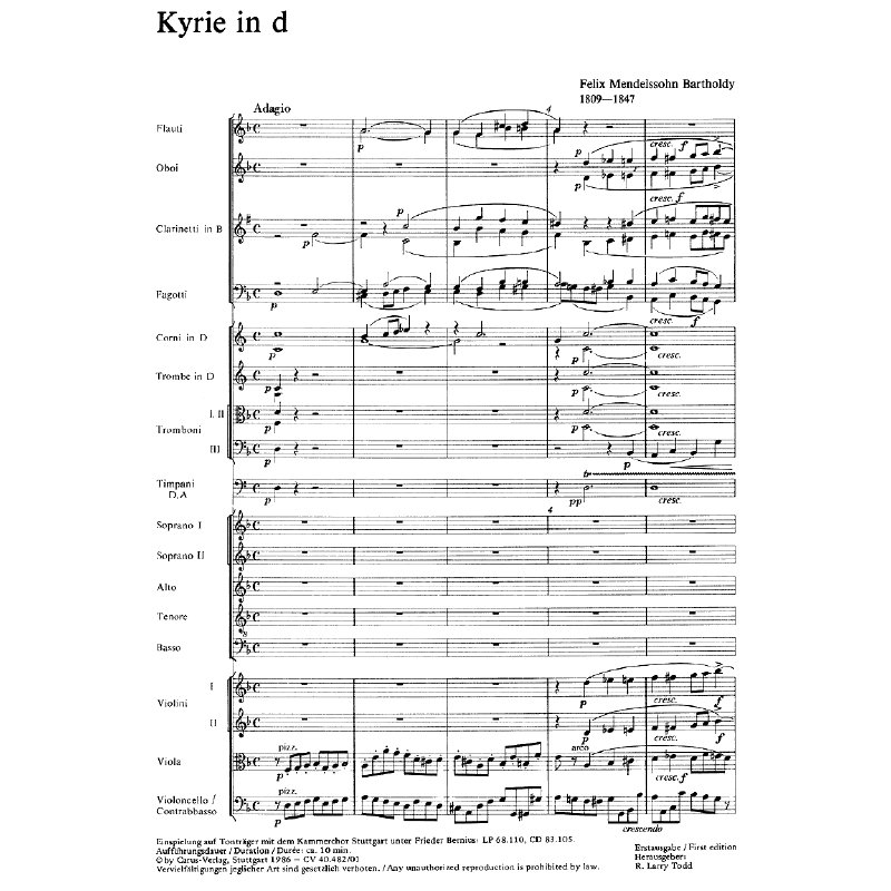 Notenbild für CARUS 40482-00 - KYRIE D-MOLL