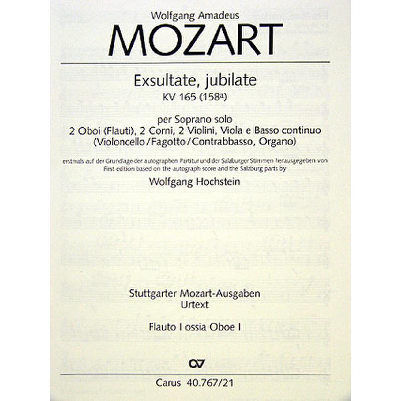 Titelbild für CARUS 40767-21 - EXSULTATE JUBILATE