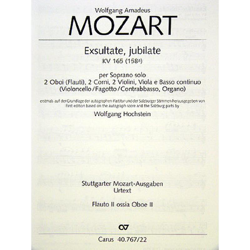 Titelbild für CARUS 40767-22 - EXSULTATE JUBILATE