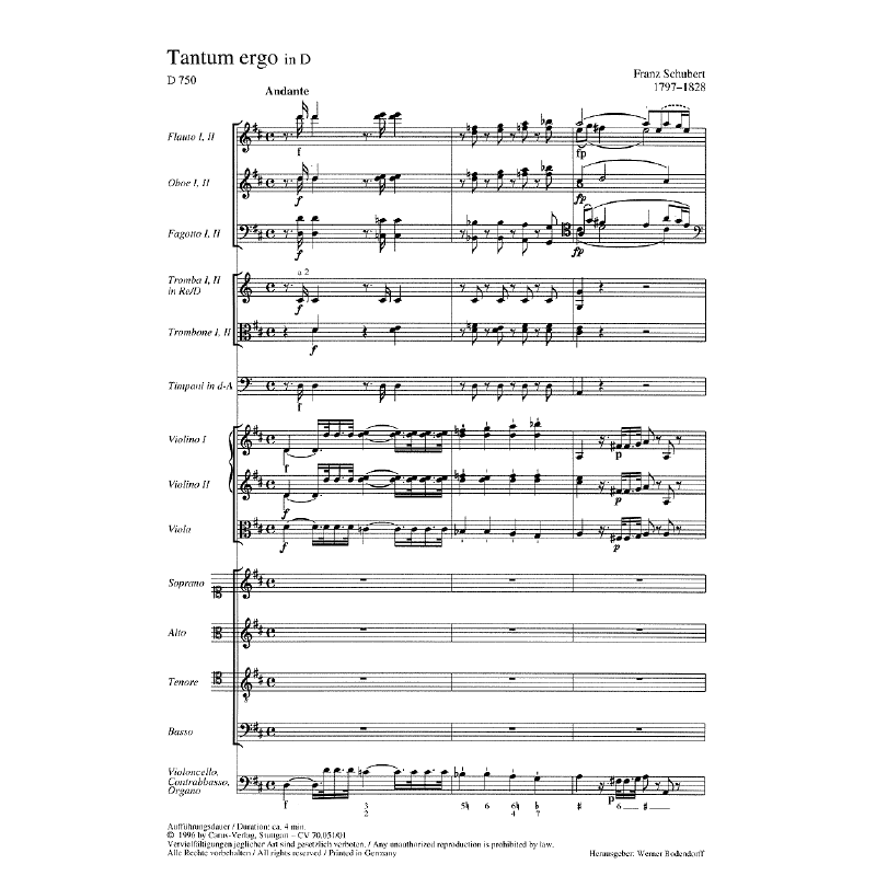 Titelbild für CARUS 70051-00 - TANTUM ERGO D-DUR D 750