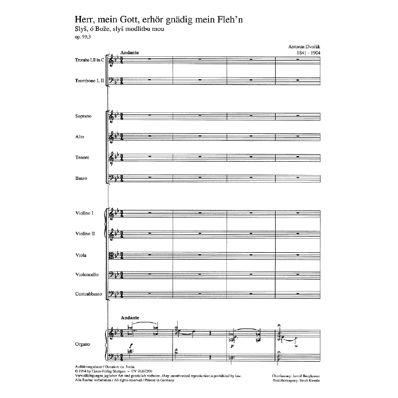 Titelbild für CARUS 70072-00 - Herr mein Gott erhör gnädig mein Flehn op 99/3