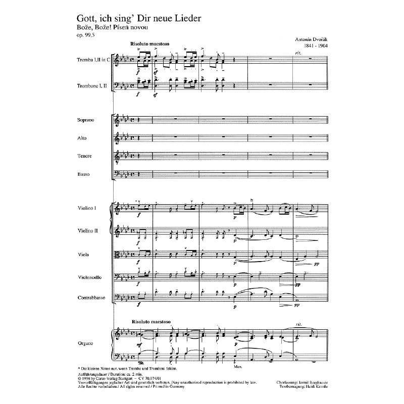 Titelbild für CARUS 70074-00 - Gott ich sing' dir neue Lieder op 99/5