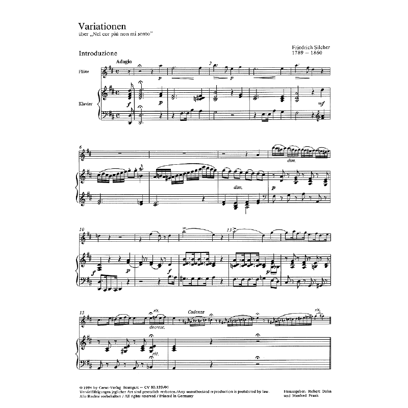 Notenbild für CARUS 80123-00 - VARIATIONEN UEBER NEL COR PIU NON MI SENTO