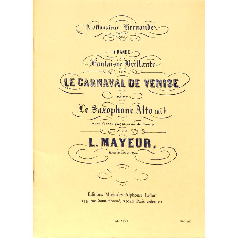 Titelbild für AL 8729 - GRANDE FANTAISIE BRILLANTE - LE CARNAVAL DE VENISE