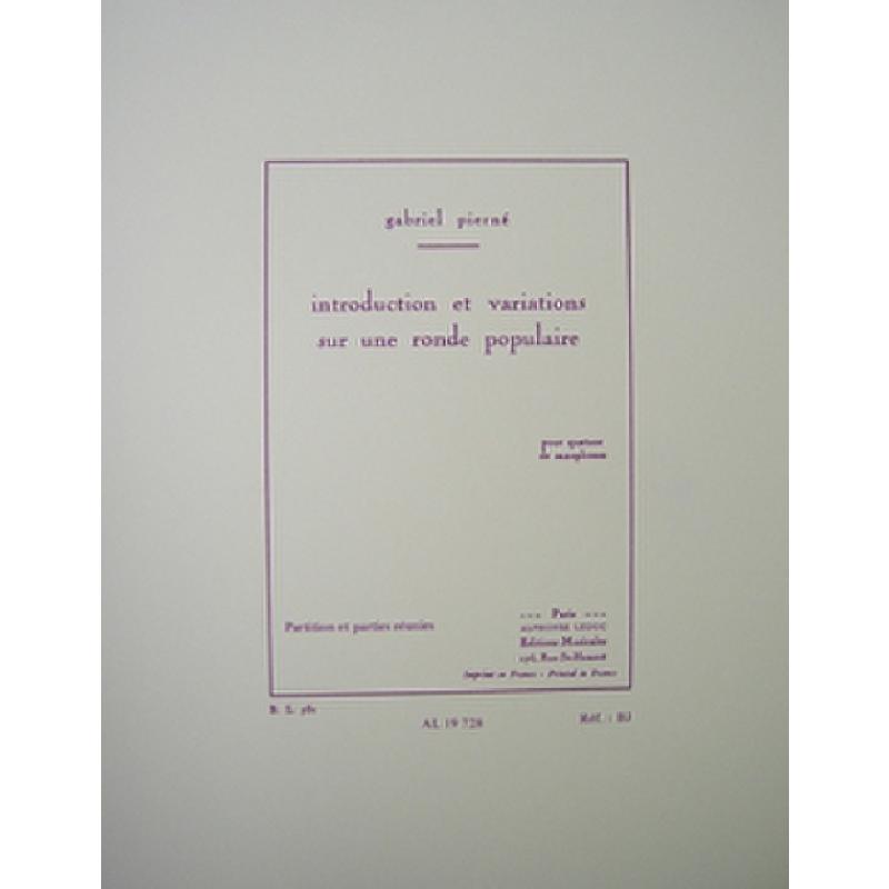 Titelbild für AL 19728 - INTRODUCTION ET VARIATIONS