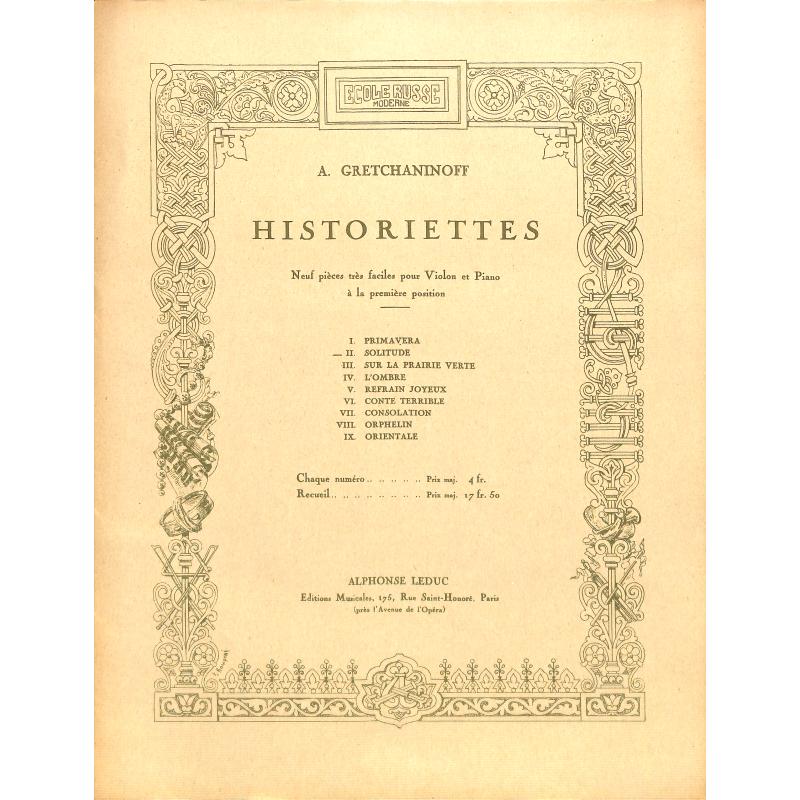 Titelbild für AL 18937 - SOLITUDE - HISTORIETTES OP 118/2