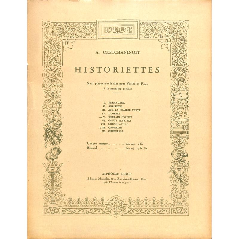 Titelbild für AL 18940 - REFRAIN JOYEUX - HISTORIETTES OP 118/5