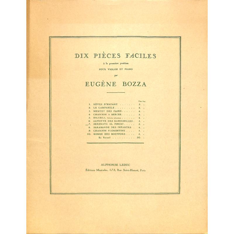 Titelbild für AL 19004 - SERENATA AL PINCIO (10 PIECES FACILES NO 7)