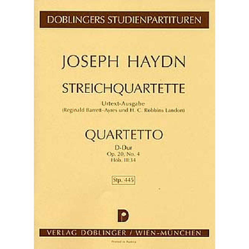 Titelbild für STP 445 - QUARTETT D-DUR OP 20/4 HOB 3/34