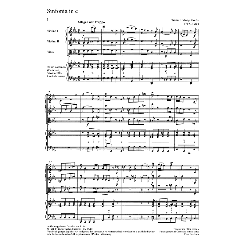 Notenbild für CARUS 16101-00 - 2 STREICHERSINFONIEN IN C-MOLL + ES-DUR