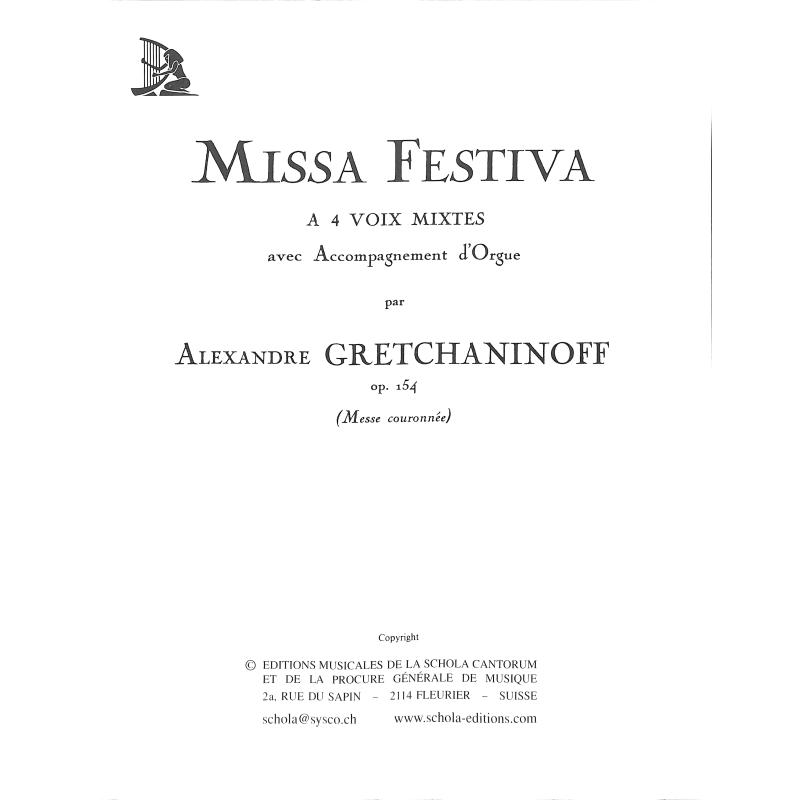 Titelbild für SCHOLA 4755 - MISSA FESTIVA OP 154