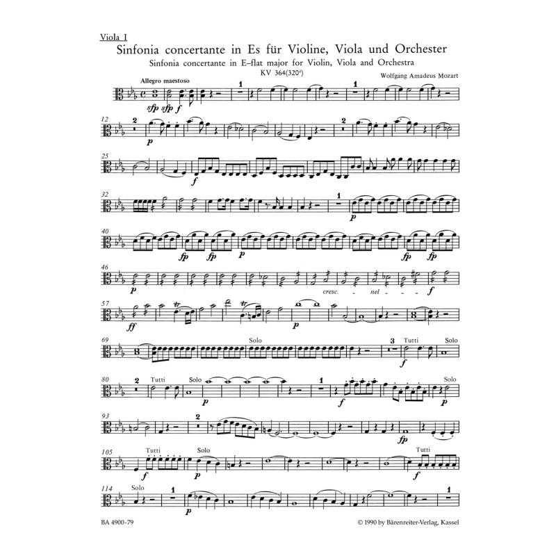 Titelbild für BA 4900-79 - Sinfonia concertante Es-Dur KV 364 (320d)