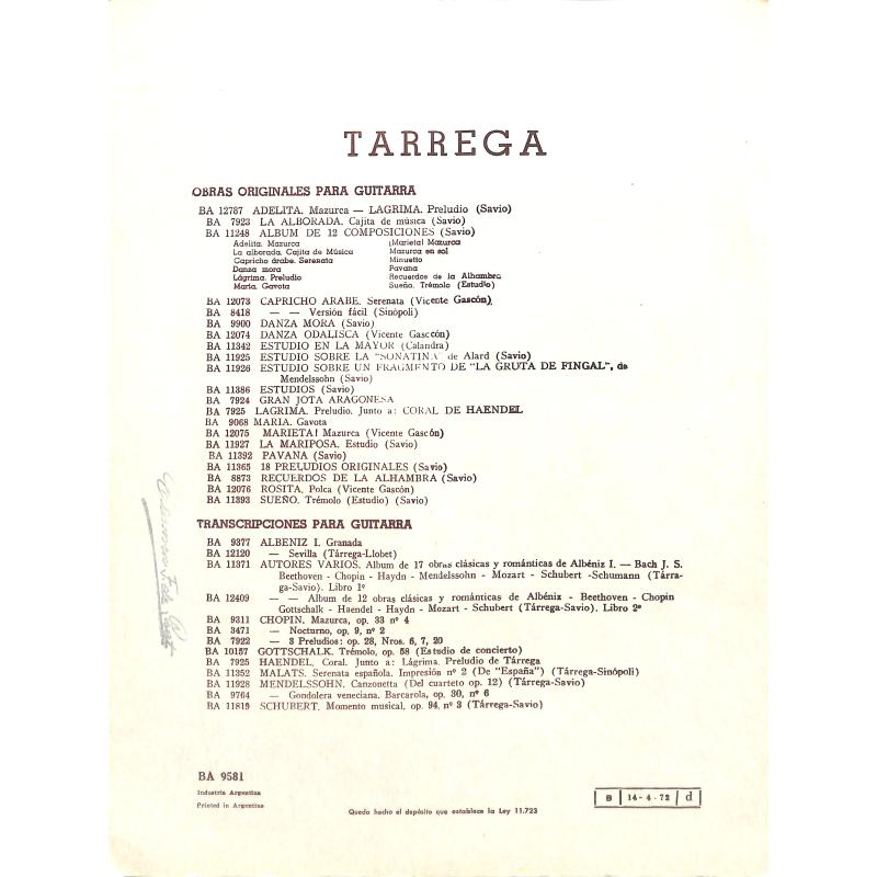 Notenbild für ERBA 9581 - EL TESTAMENTO DE AMELIA