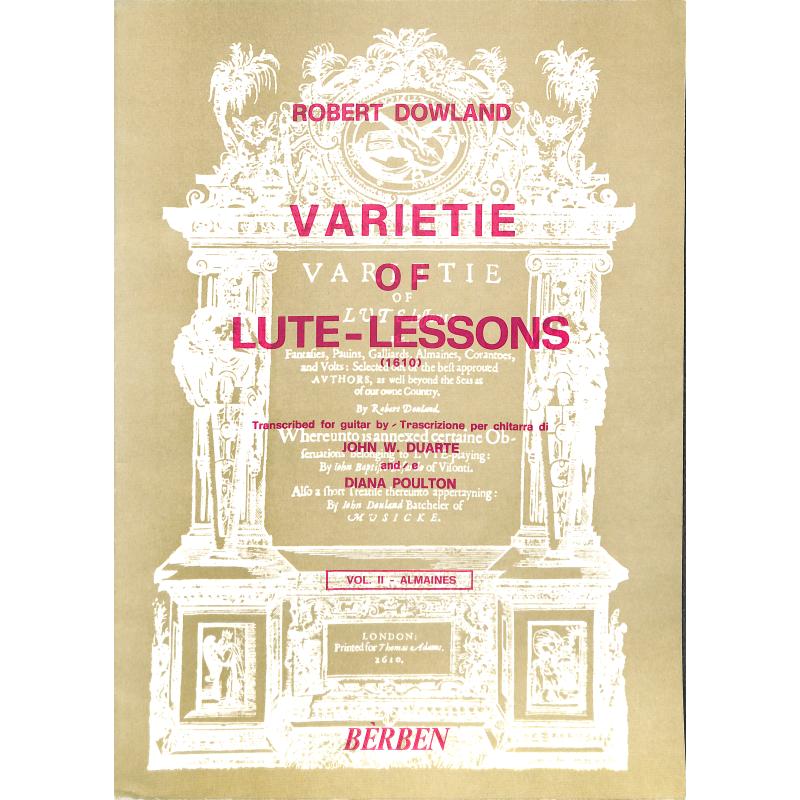 Titelbild für BE 1592 - VARIETIE OF LUTE LESSONS VOL 2 ALMAINES