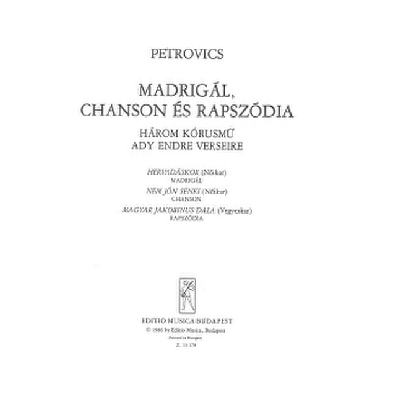 Titelbild für EMB 13178 - MADRIGAL - CHANSON ESRAPSZODIA