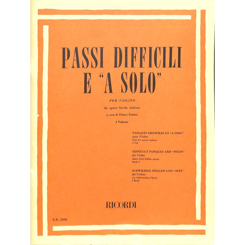 Titelbild für ER 2696 - PASSI DIFFICILI E A SOLO VOL.1