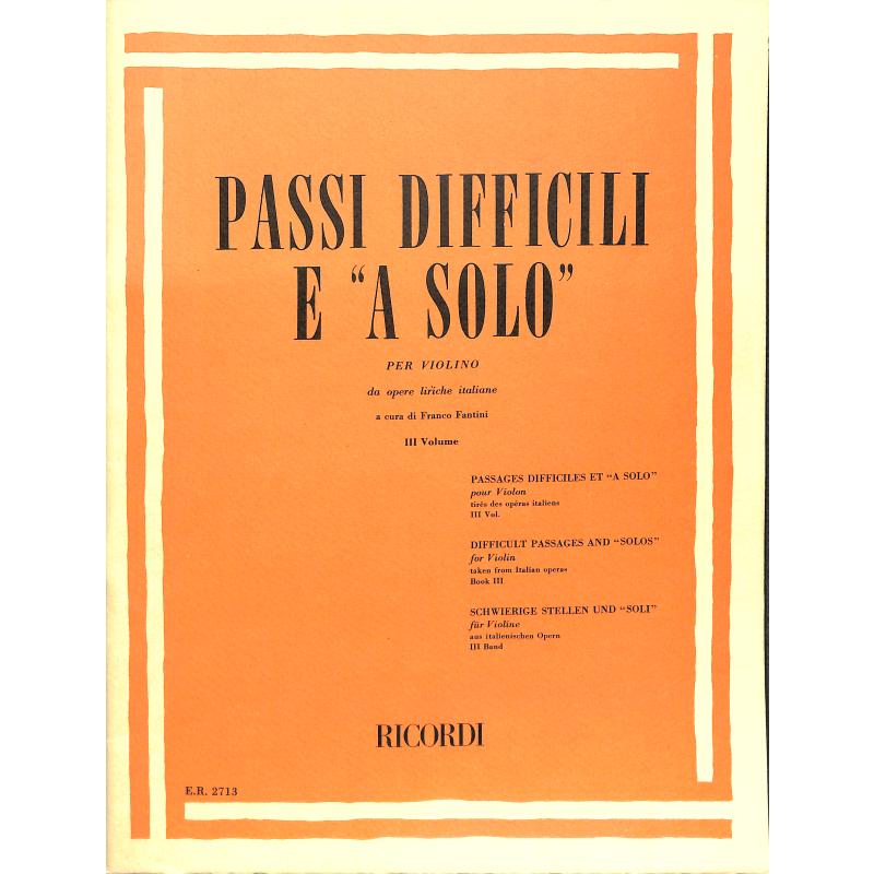 Titelbild für ER 2713 - PASSI DIFFICILI E A SOLO VOL.3
