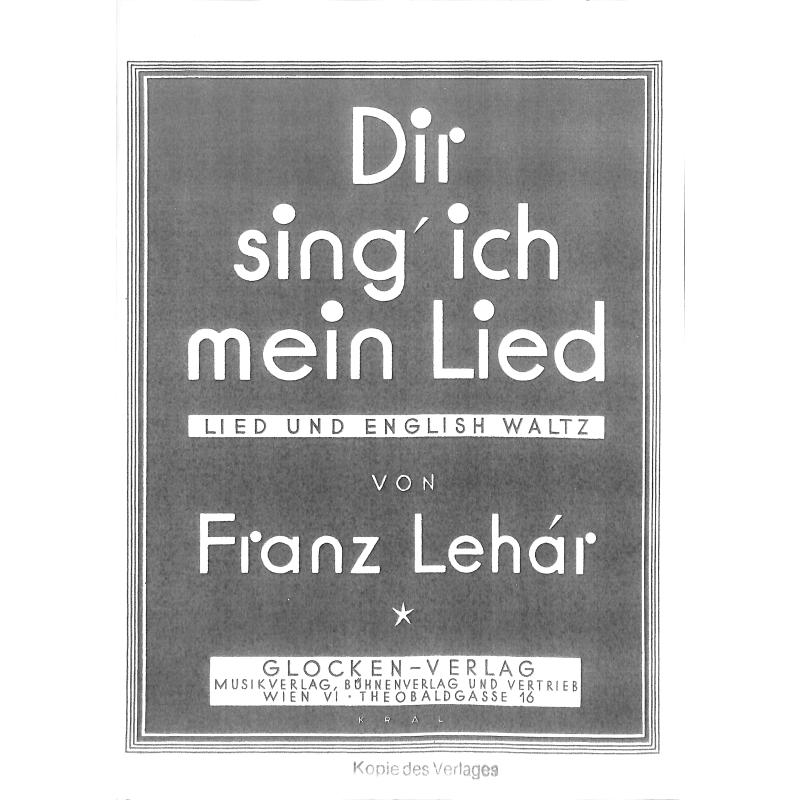 Titelbild für WEINB 1661-20 - DIR SING' ICH MEIN LIED