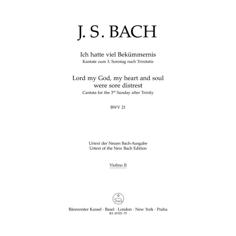 Titelbild für BA 10021-75 - Kantate 21 ich hatte viel Bekümmernis BWV 21