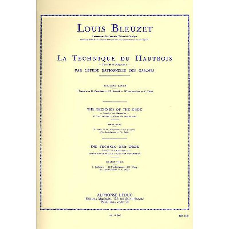 Titelbild für AL 19307 - LA TECHNIQUE DU HAUTBOIS 1