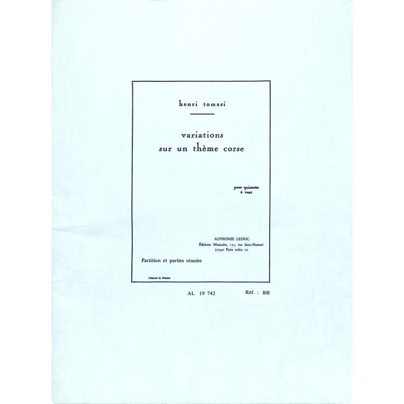 Titelbild für AL 19742 - VARIATIONS SUR UN THEME CORSE