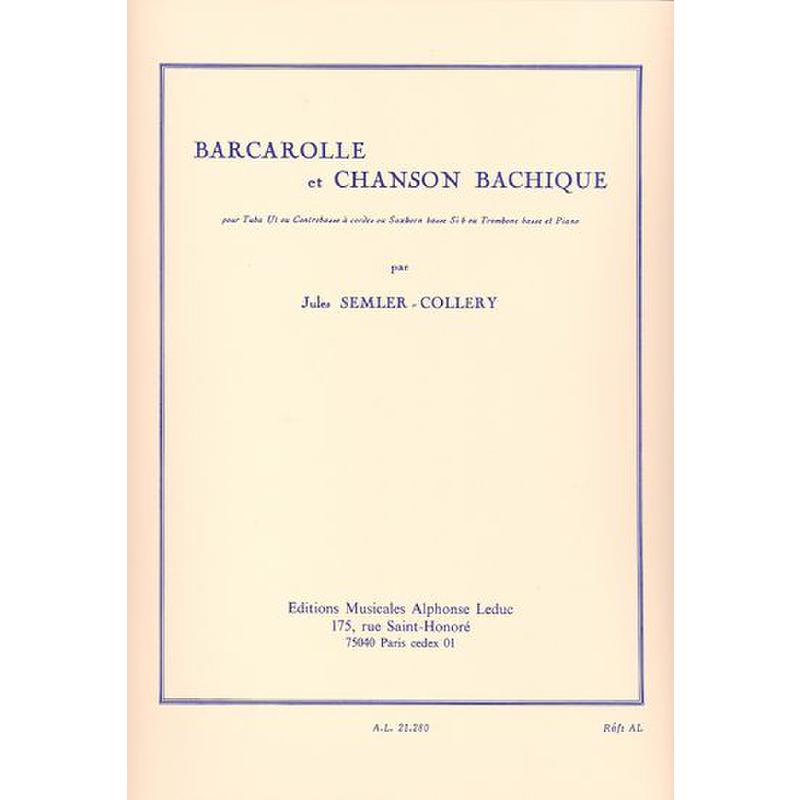 Titelbild für AL 21280 - BARCAROLLE + CHANSON BACHIQUE