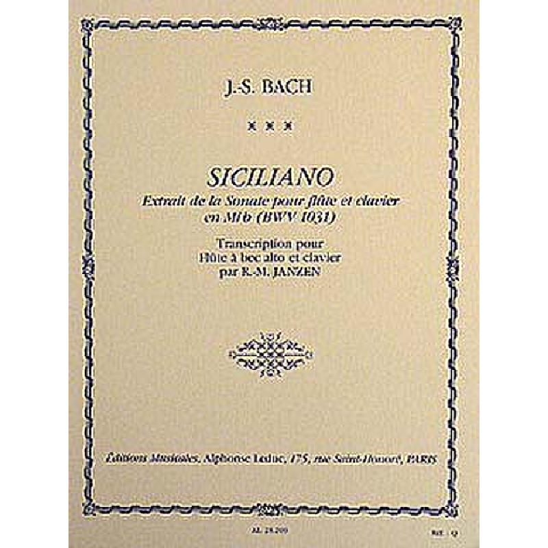 Titelbild für AL 28209 - SICILIANO (SONATE 2 BWV 1031)
