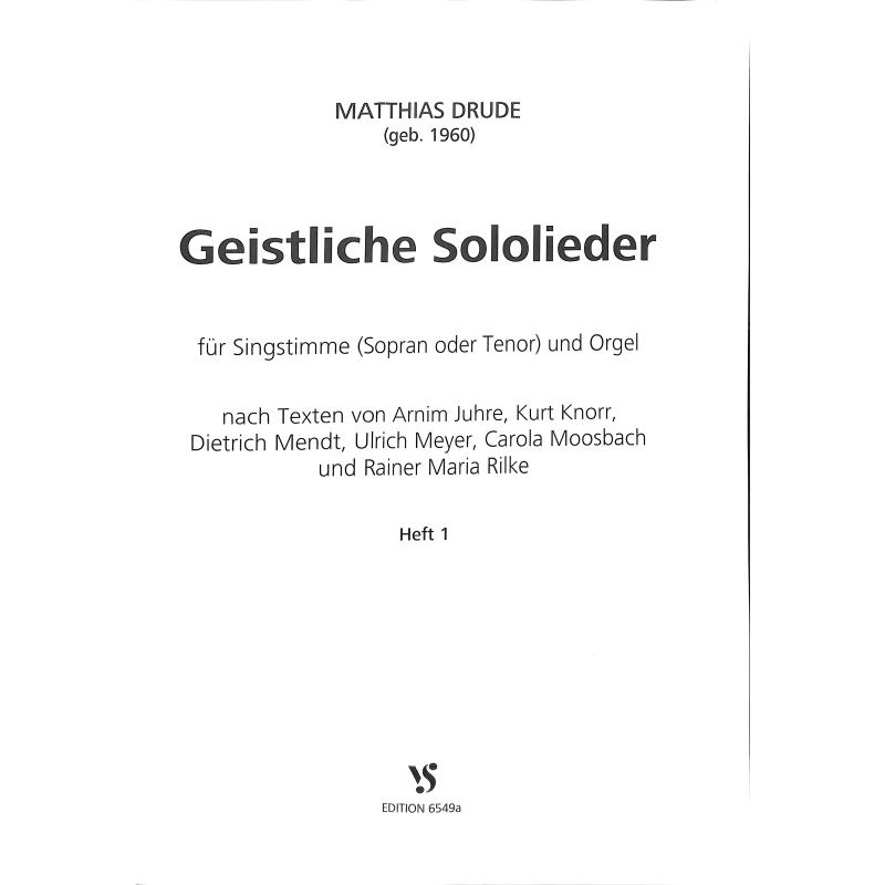 Titelbild für VS 6549A - GEISTLICHE SOLOLIEDER 1